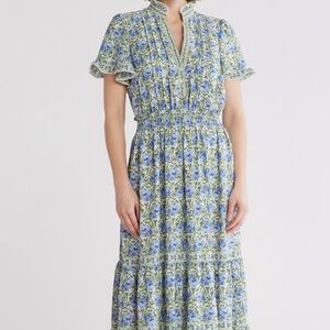 Max Studio Blue and Green Floral Dress